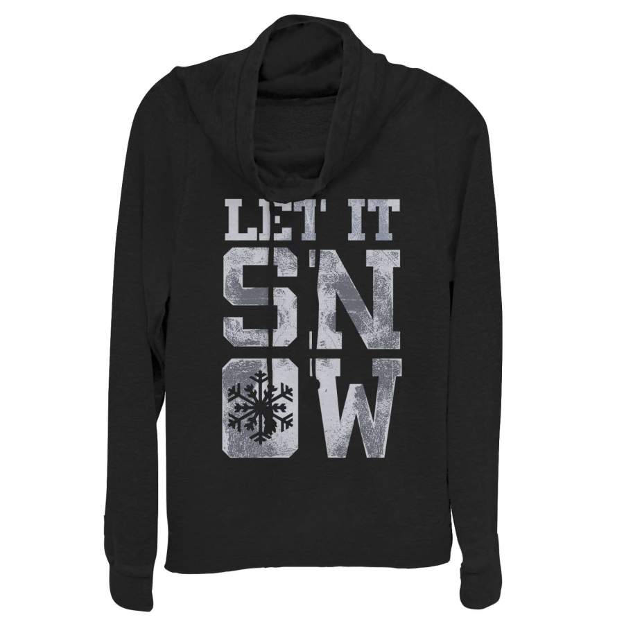 CHIN UP Junior’s Let It Snowflake Cowl Neck Sweatshirt