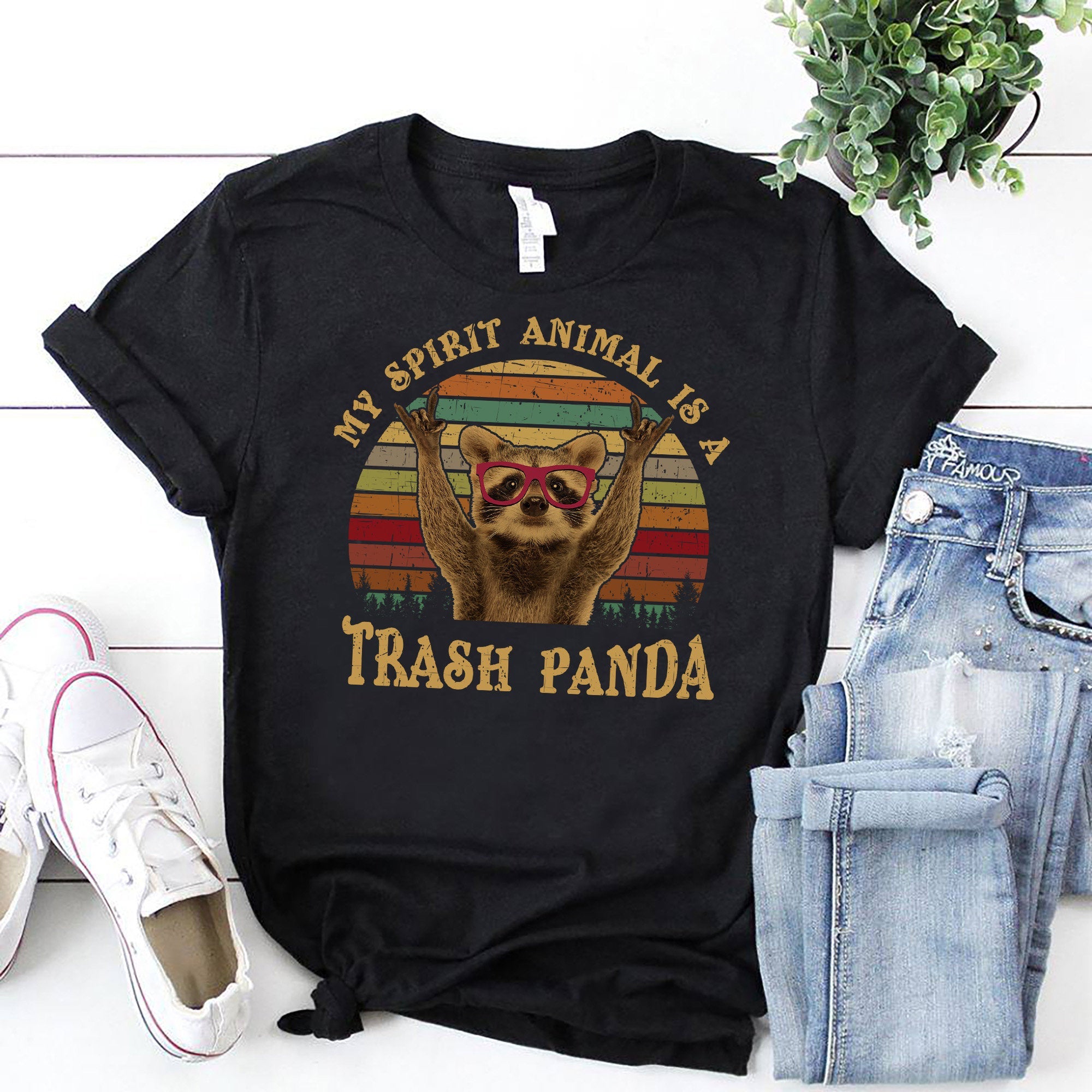 Retro Raccoon My Spirit Animal Is A Trash Pande Graphic Unisex T Shirt, Sweatshirt, Hoodie Size S – 5XL