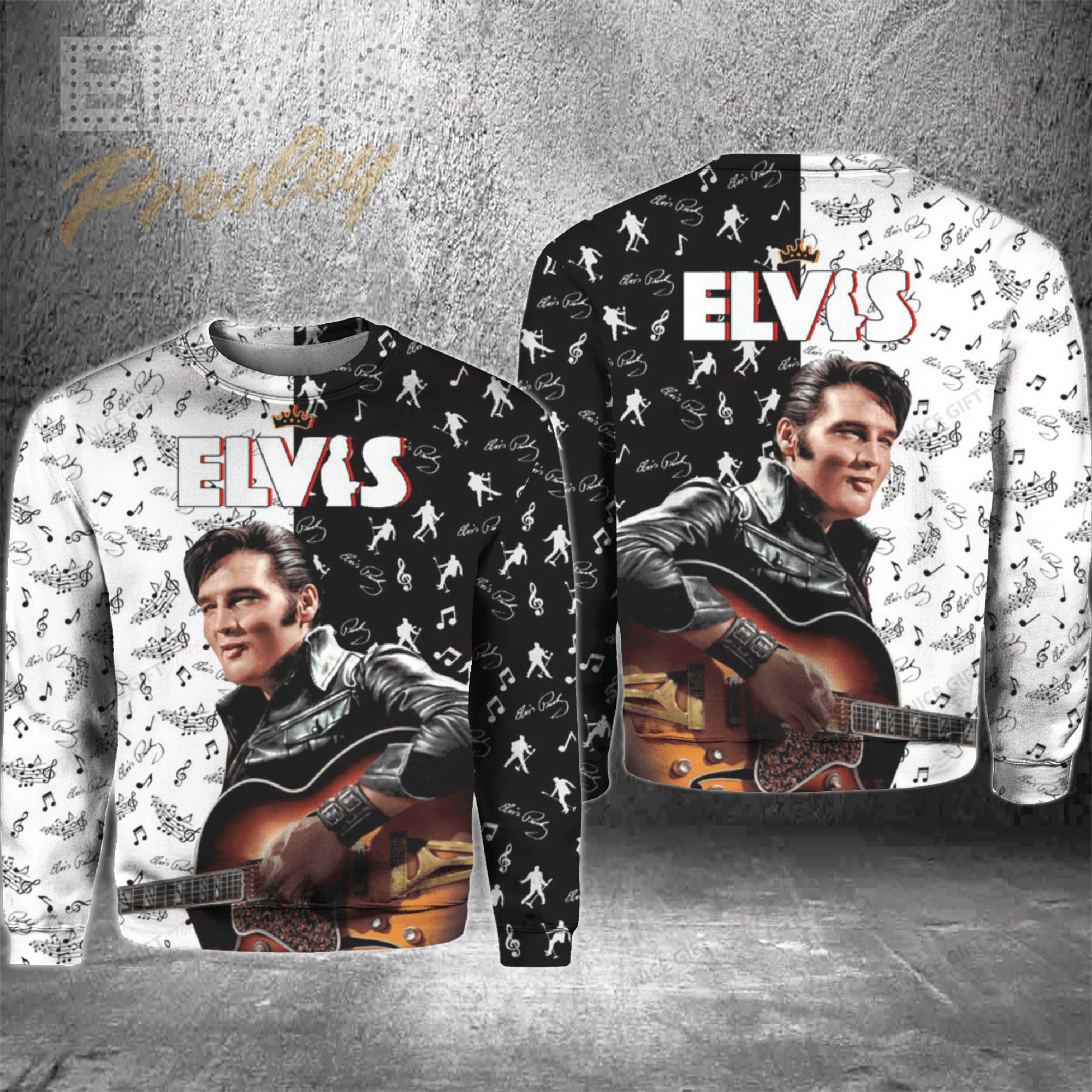 Elvis Presley Crewneck Sweatshirt 3Cs-Q2S8