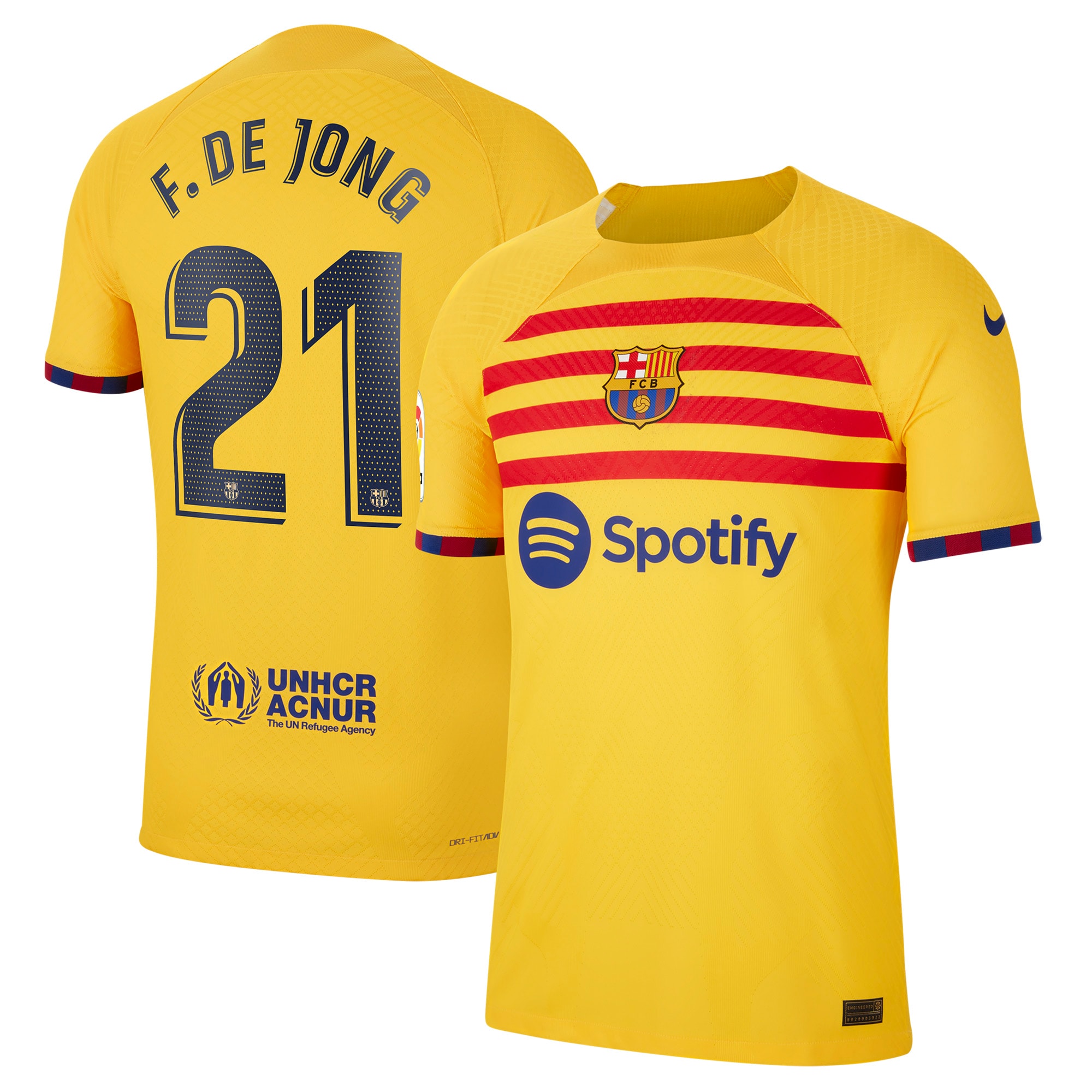 Frenkie de Jong Barcelona 2022/23 Fourth Vapor Match Authentic Player Jersey – Yellow