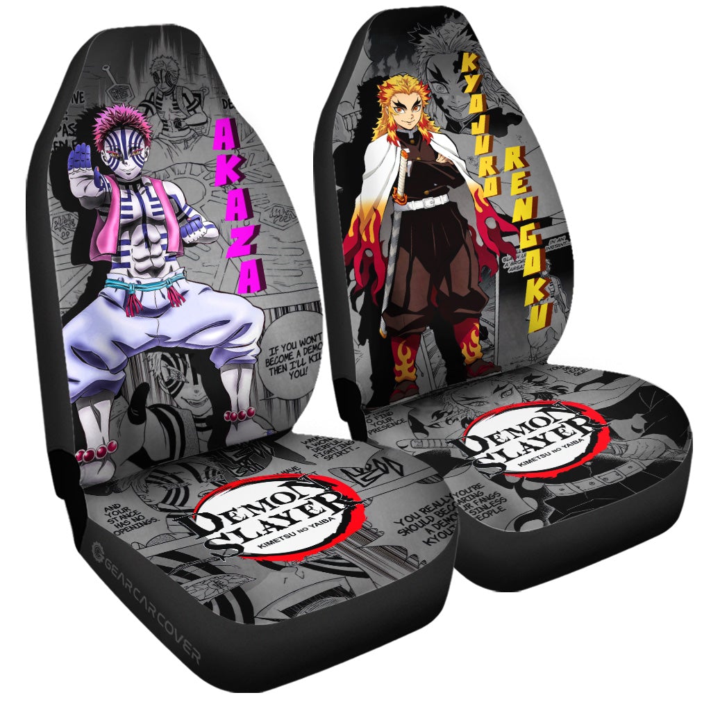 Akaza And Rengoku Car Seat Covers Custom Demon Slayer Anime Mix Manga Gifts For Fans