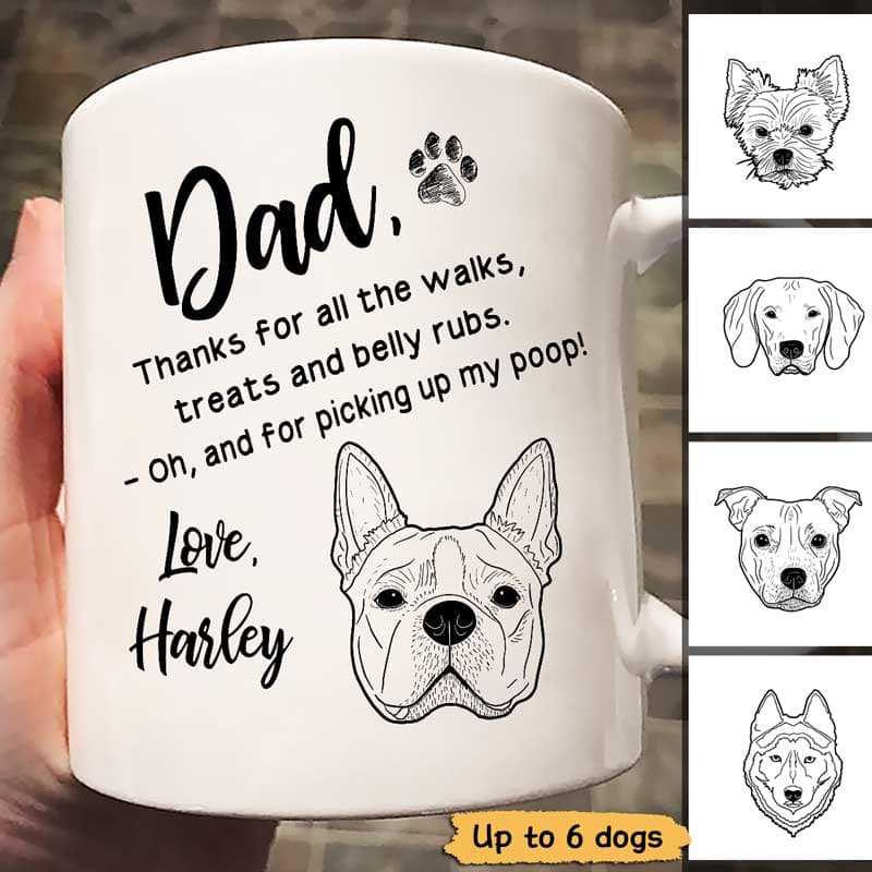 Thank You Dog Dad Dog Head Outline Personalized Mug