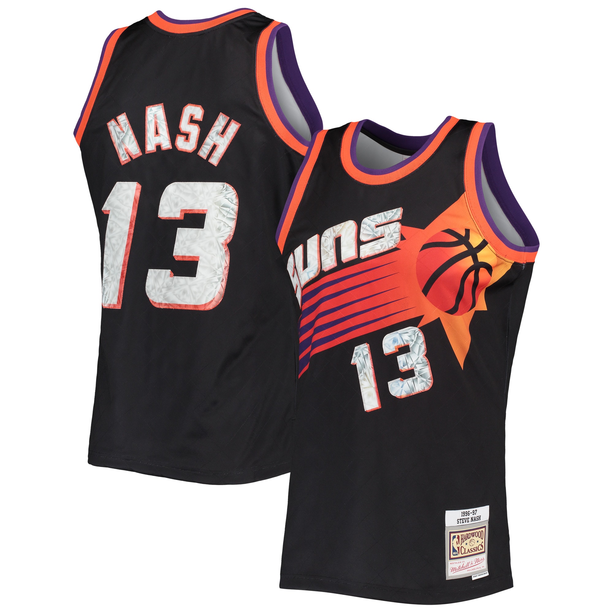 Steve Nash Phoenix Suns Mitchell & Ness 1996/97 Hardwood Classics NBA 75th Anniversary Diamond Swingman Jersey – Black