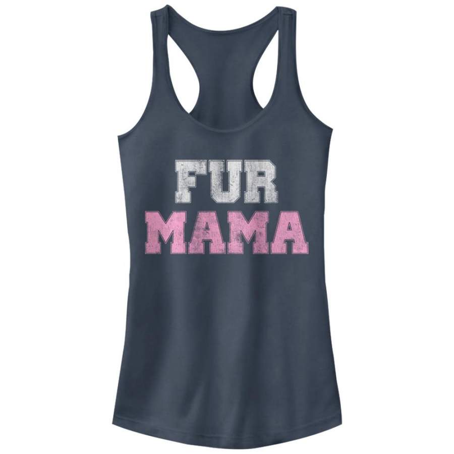 CHIN UP Junior’s Fur Mama  Racerback Tank Indigo