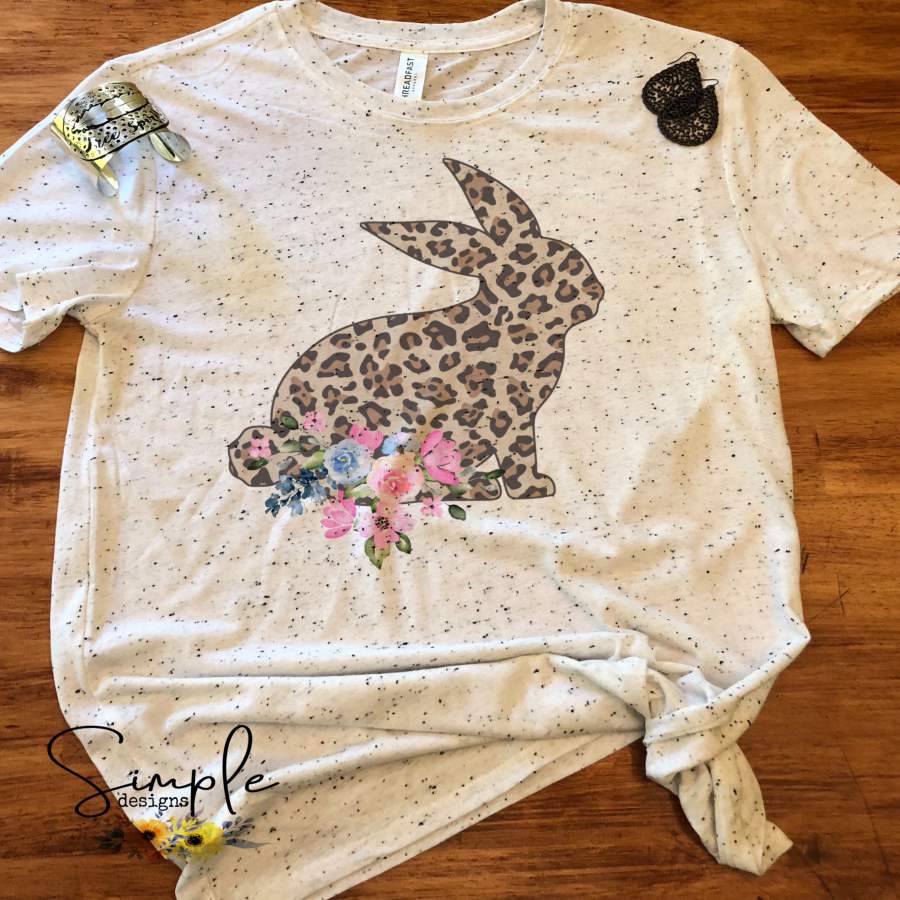 Bunny Side View Leopard Print Custom Easter Shirts, Adult, Kids, Youth