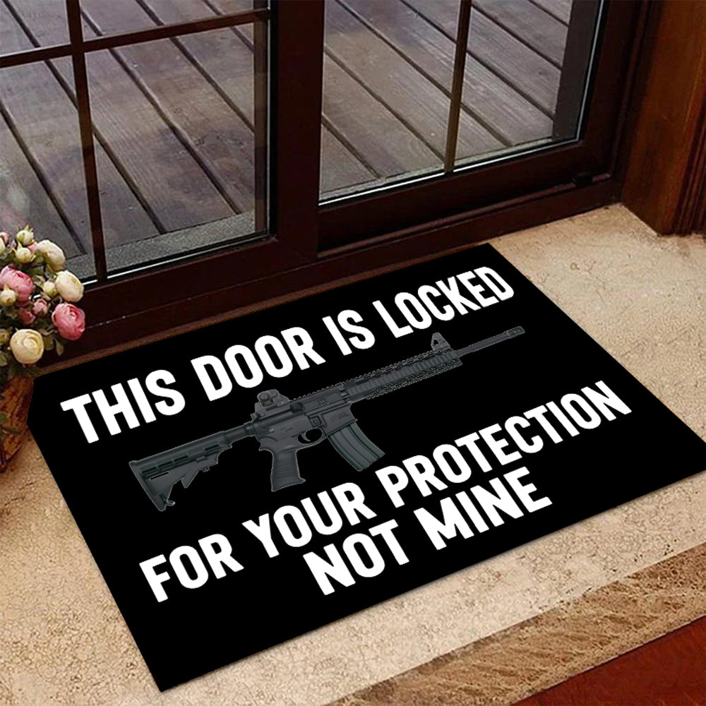 Gun Protection Doormat, Veteran Welcome Rug – This Door Is Locked For Your Protection Not Mine Doormat