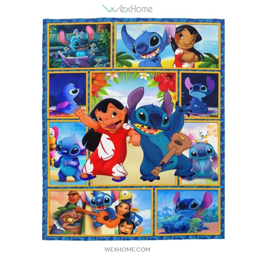 Stitch Blanket Lilo And Stitch Cartoon Funny Velveteen Plush Blanket Unique Design W1611