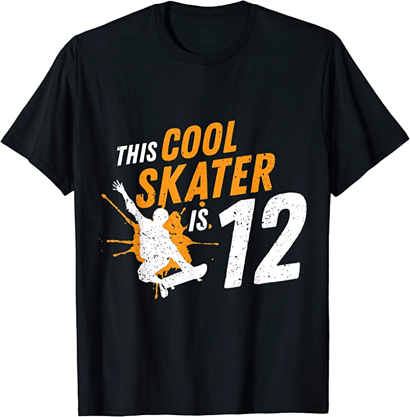 12th Birthday Vintage Gift Boys Kids Skater Skateboard fan T-Shirt