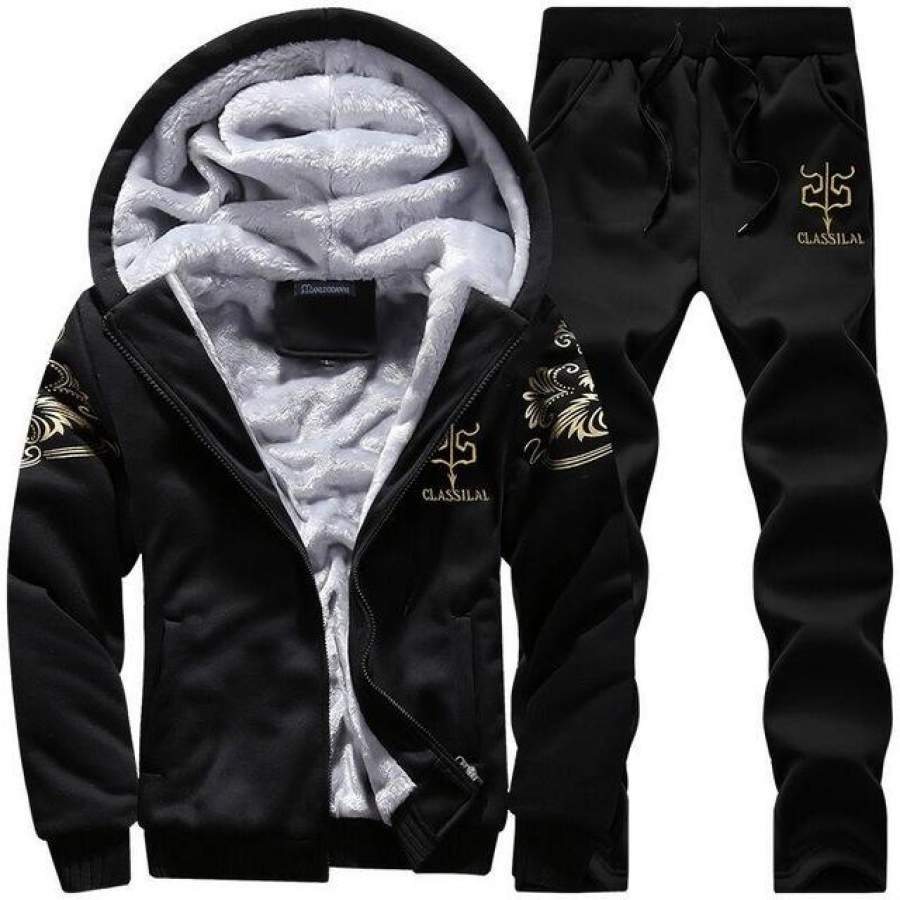 Tracksuit Men Plus Velvet Camouflage Army Casual Hooded Warm Hoodie Men Winter Thick Inner Fleece 2PC Pant Men Moleton Masculino