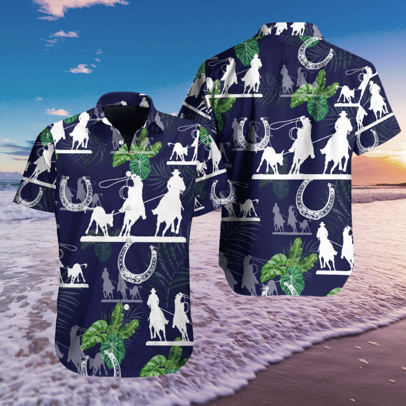 Tropical Leaves Team Roping Hawaii Shirt Summer Holiday Ha857