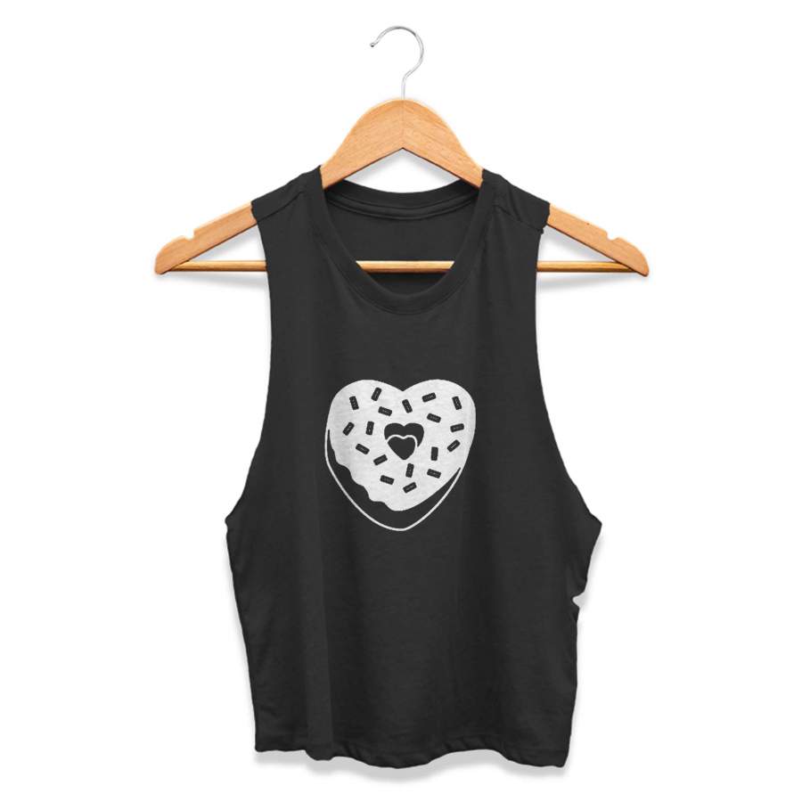 Donut Heart Valentines Day Mommy And Me Matching Candy Funny Cute CPY Womans Crop Tanktop Tee