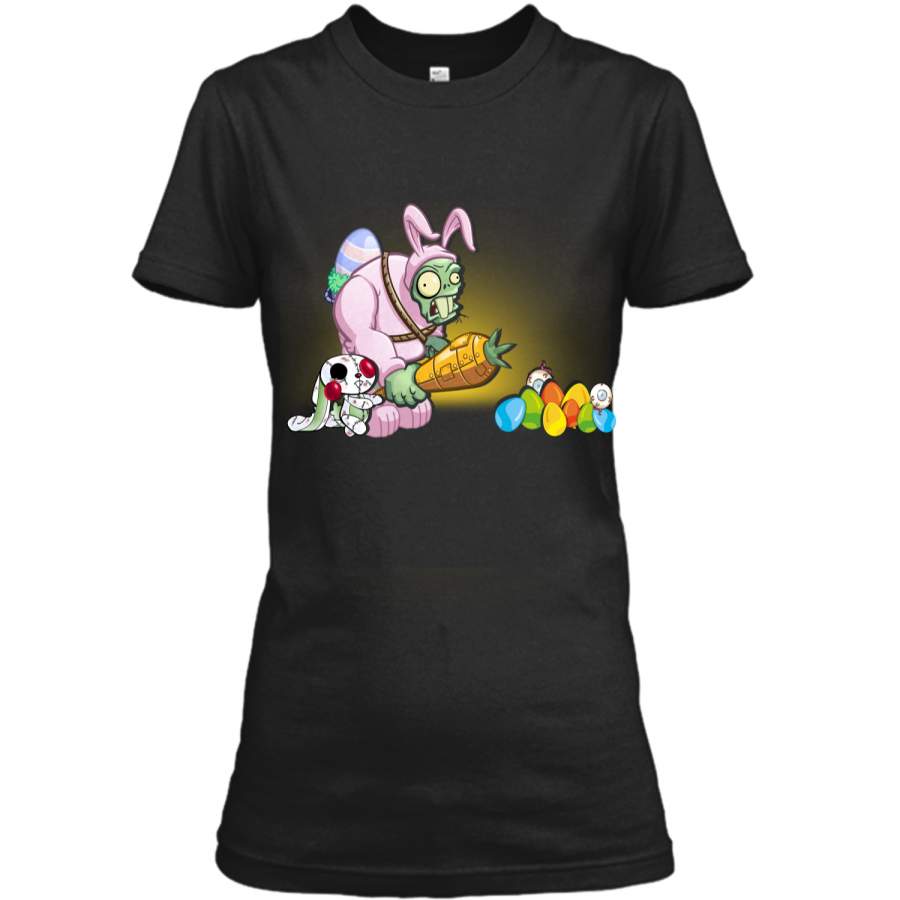 Bunny zombie with carrot hunt egg T-shirt – happy Easter eg Ladies Custom