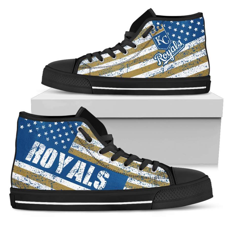 America Flag Italic Vintage Style Kansas City Royals High Top Shoes