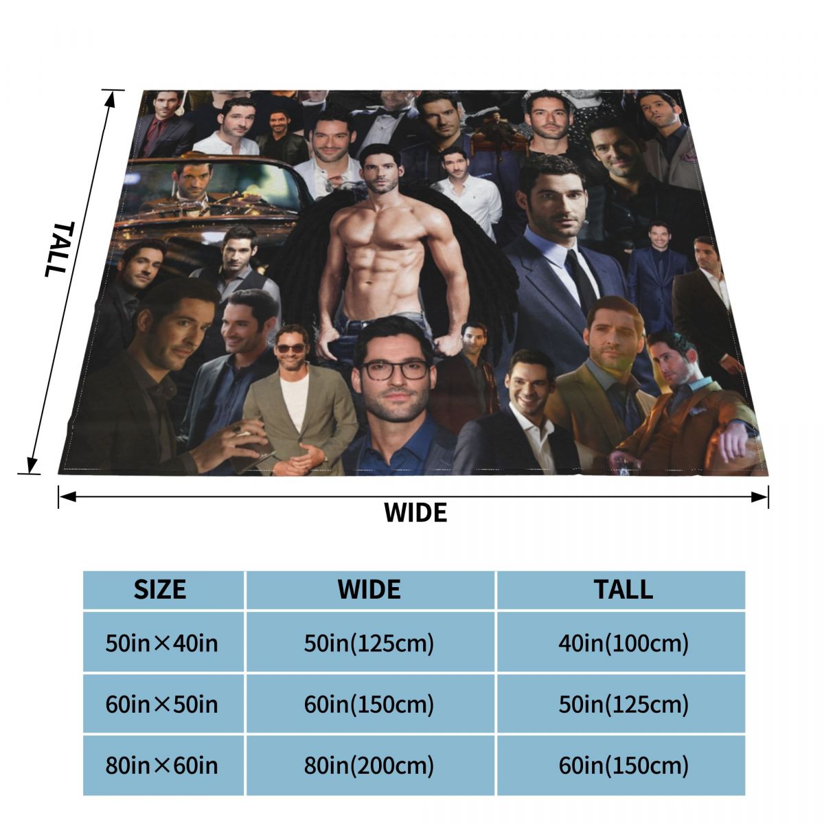 Tom Ellis Collage Blankets Lucifer Morningstar Fleece Funny Soft Throw Blankets for Bedspread Winter alx