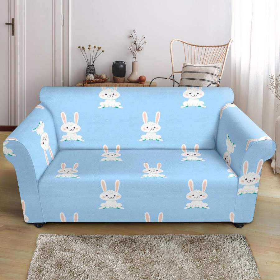 Rabbit Bunny Print Pattern Loveseat Cover