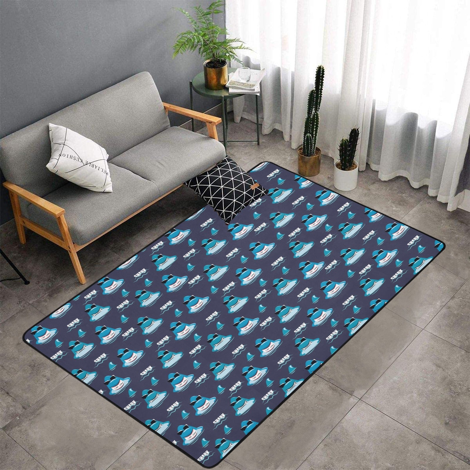 Shark Print Design Lks309 Area Rug 7’X5′