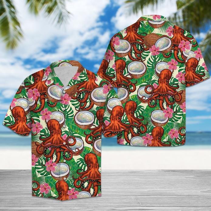 Octopus Tropical Coconut Hawaii Shirt Ha78343