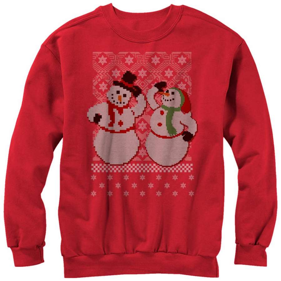 Lost Gods Men’s Ugly Christmas Jolly Snowmen  Sweatshirt Red