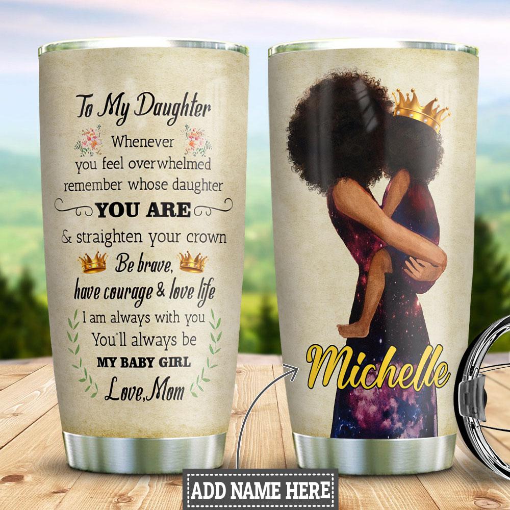 Personalized Melanin Women Stainless Steel Tumbler Black Woman Iced Coffee Custom Name Tumbler Double Wall Cup Melanin Girl Gift Ideas 20 Oz