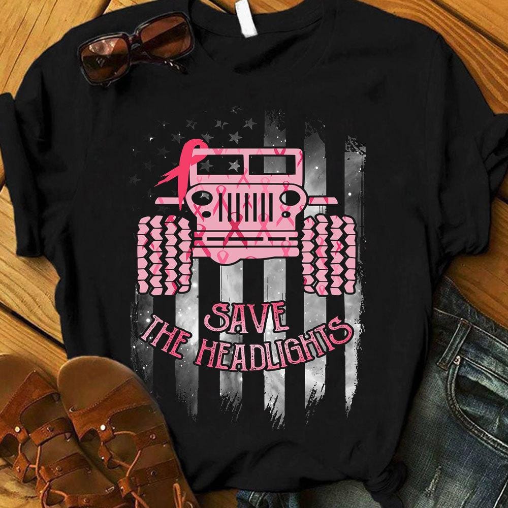 Save The Headlights With Pink Ribbon Car, Breast Cancer Shirts