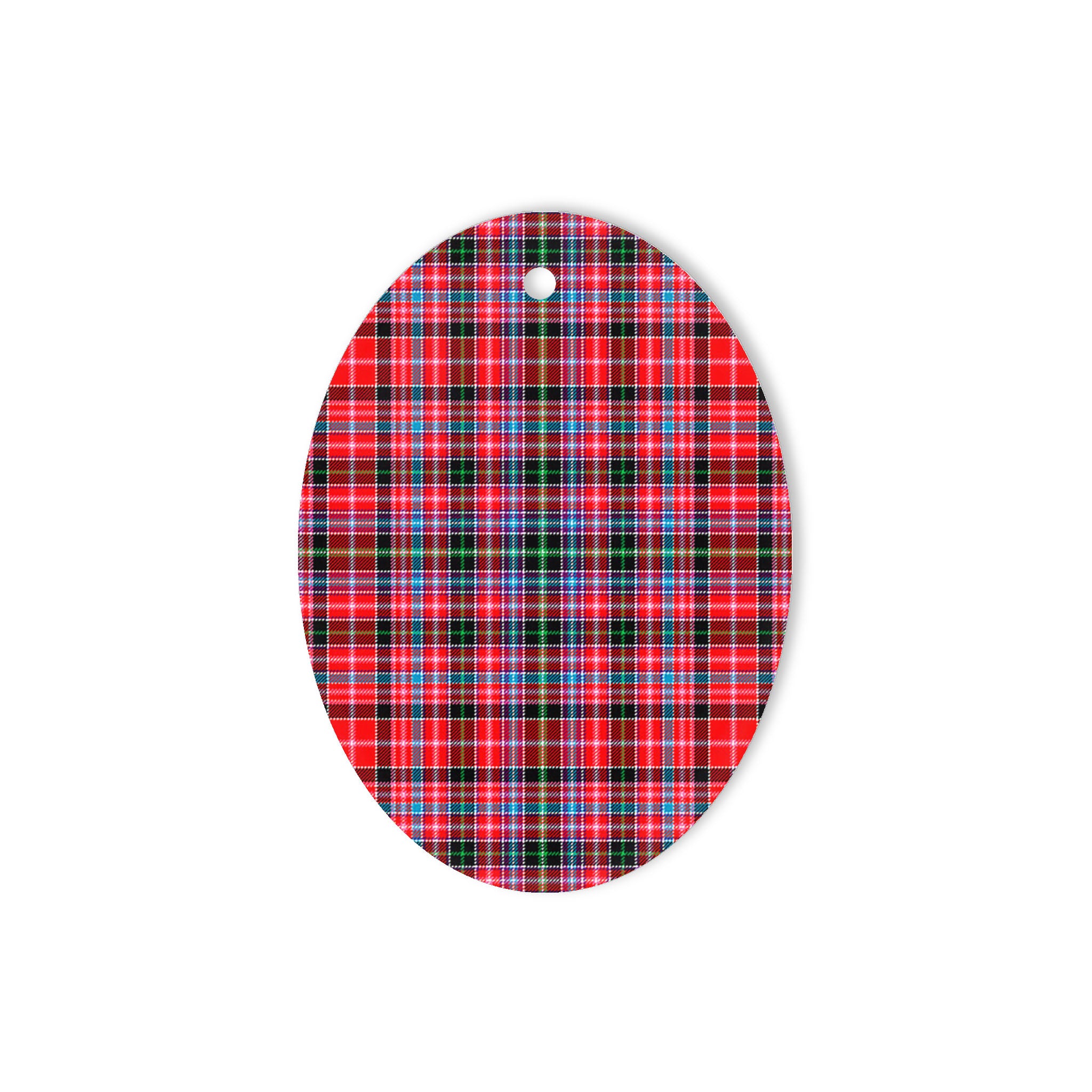 Udny Tartan Oval Ornaments, Christmas Tree Ornament, Plaid Christmas Ornaments, Ceramic Oval Christmas Tree Decoration