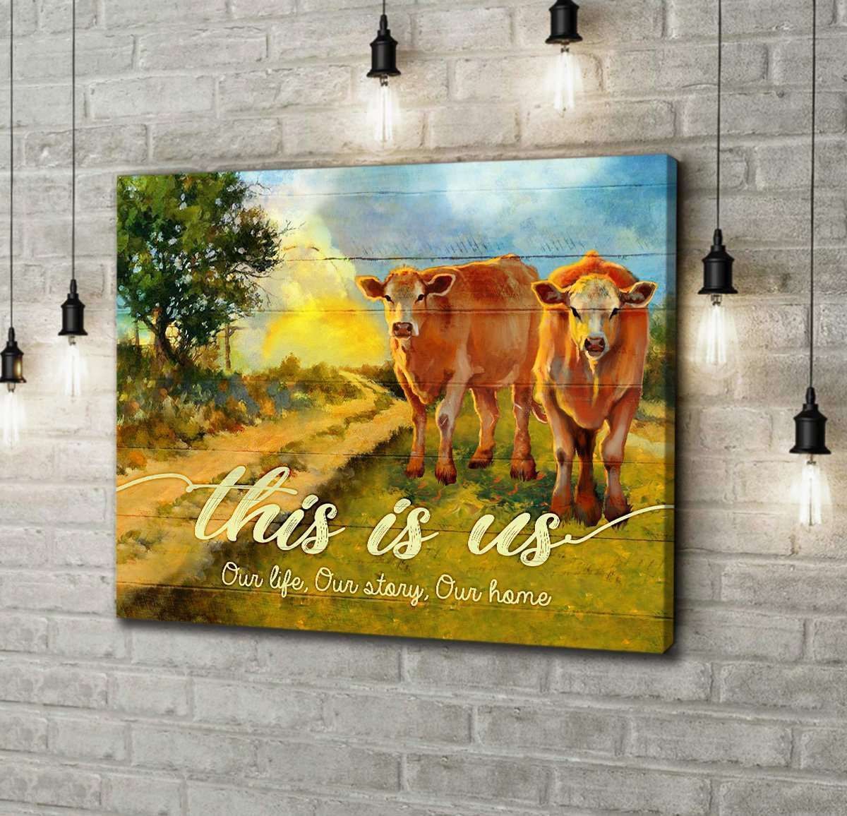 Canvas – Cow – This Is Us 1 Piece Gift For Family, Wall Art Decor, Canvas Print, Home Decor