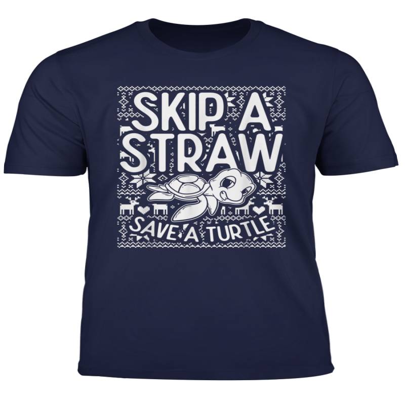 Skip A Straw Save A Turtle Environment Ugly Christmas T Shirt