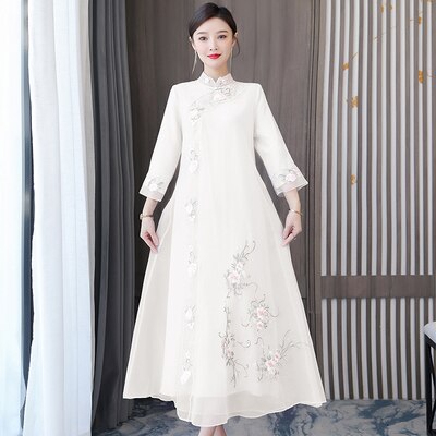 2022 Cheongsam Dress Women Ethnic Retro Tang Suit Female Chinese Style Spring And Autumn Mid-Length Qipao Elegant Vestido M1978 alx
