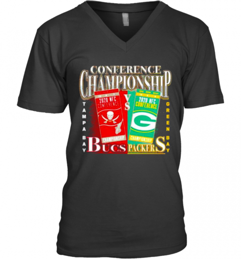 Green Bay Packers Vs Tampa Bay Buccaneers 2020 Nfc Conference Championship Matchup V-Neck T-Shirt