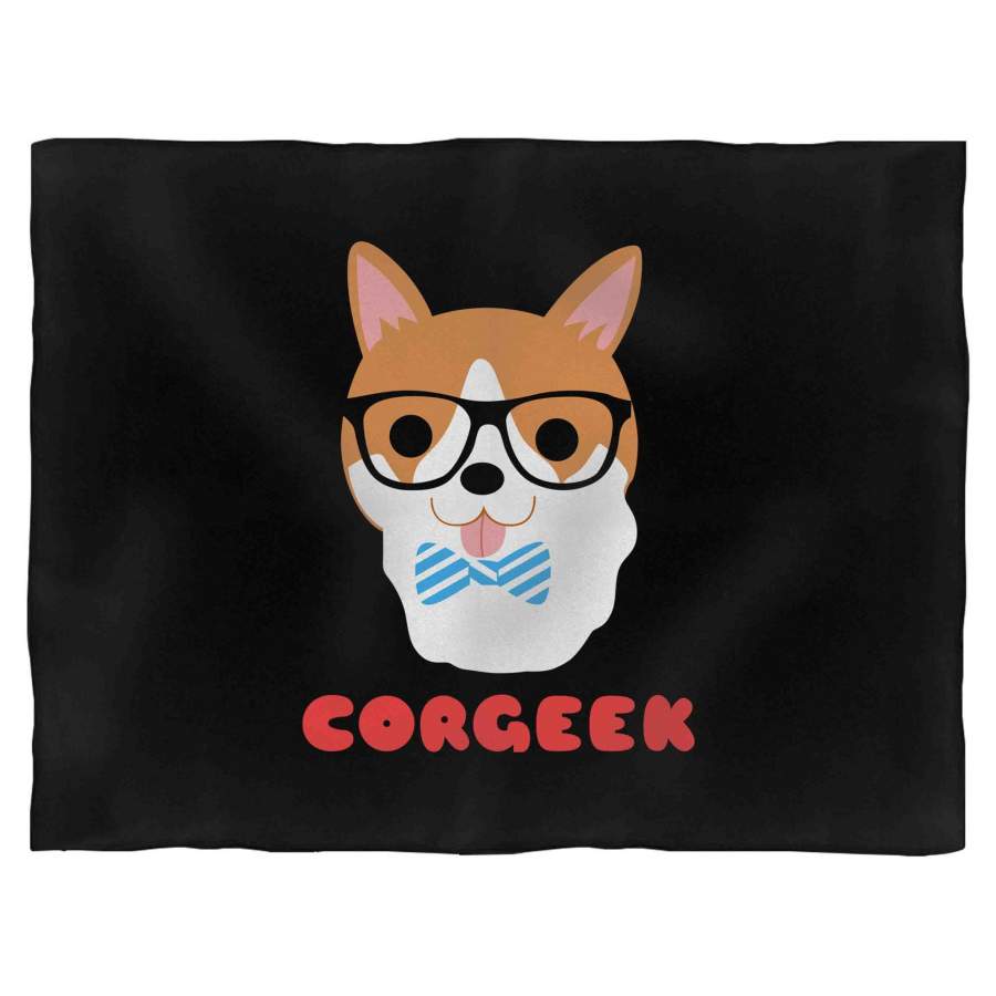 Cute Nerdy Corgeek Corgi Puppy Love Blanket