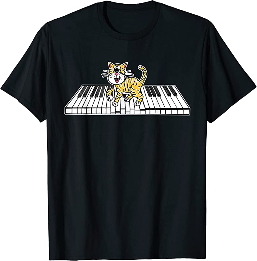 Piano Cat Kitten Pianist Keyboard Player T-Shirt