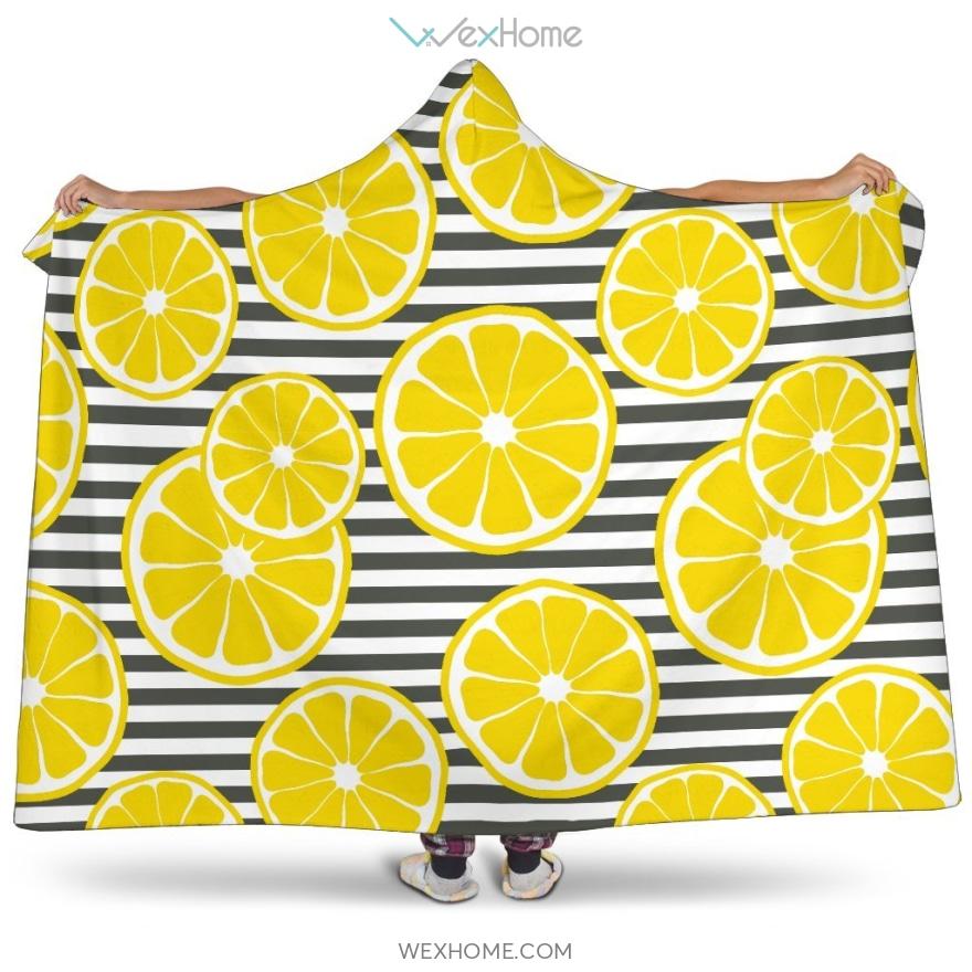 Slice Of Lemon Design Pattern Hooded Blanket