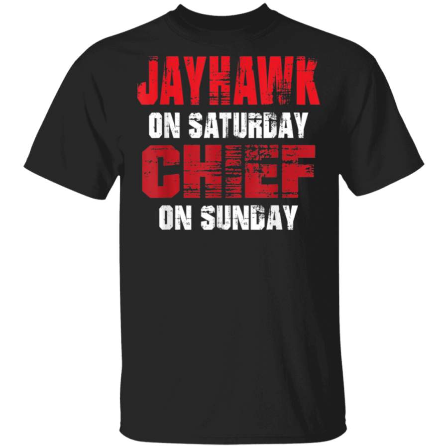 Jayhawk on Saturday Chief on Sunday Funny Gift Kansas City TShirt Kansas City Football T-Shirt