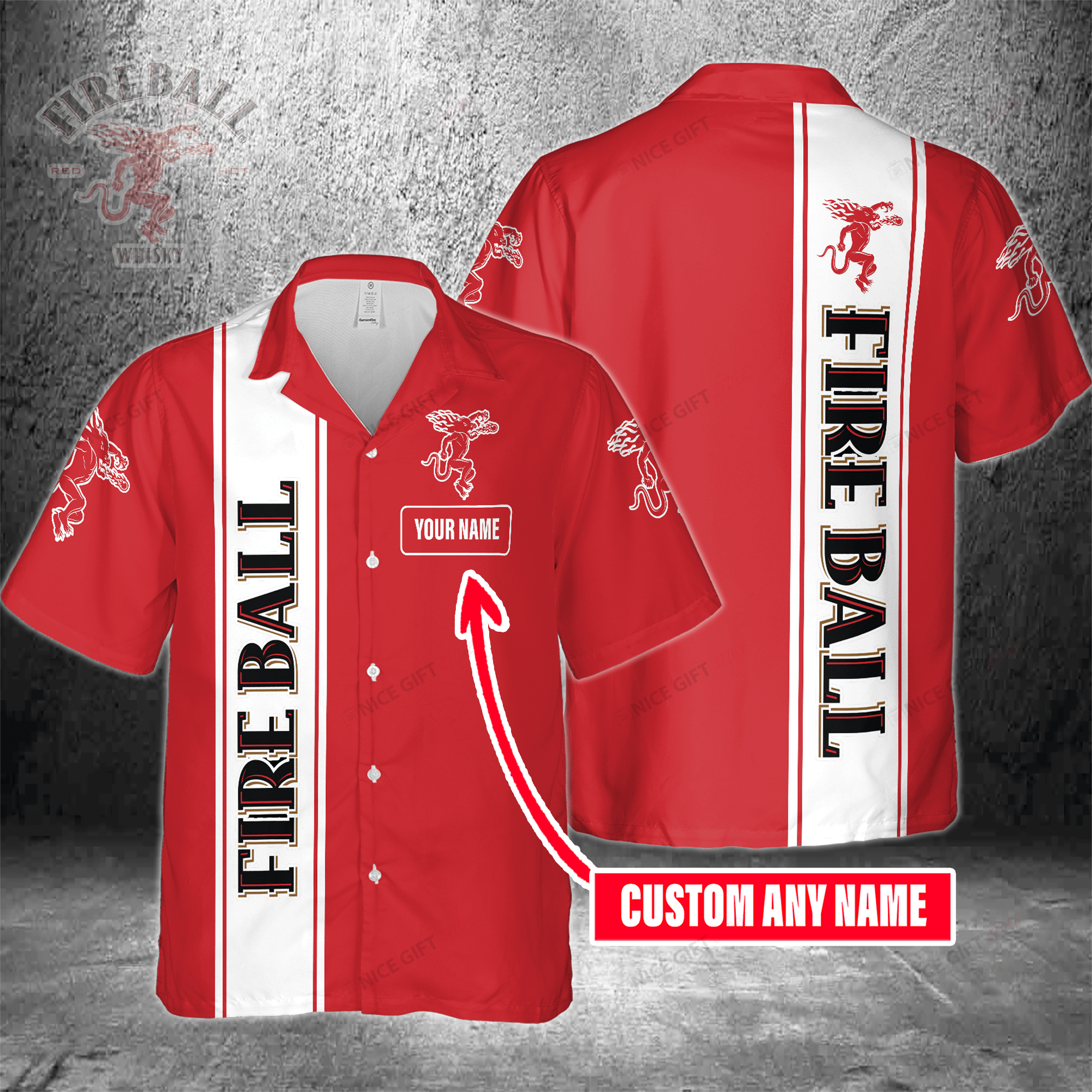 Fireball Cinnamon Whisky Custom Name Hawaiian Shirt 3Hs-J0T4