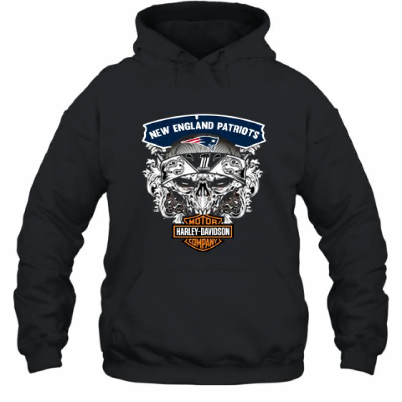 Skull New England Patriots Harley Davidson shirt Hoodie