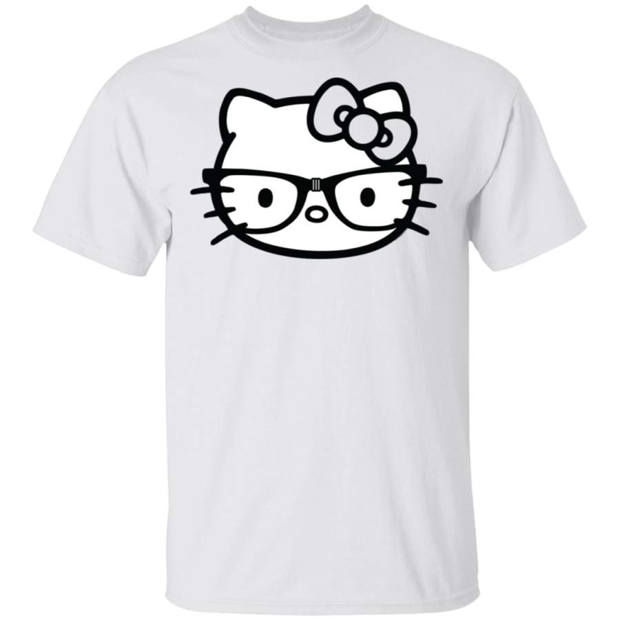 Hello Kitty Black and White Nerd Glasses Pullover T-Shirt