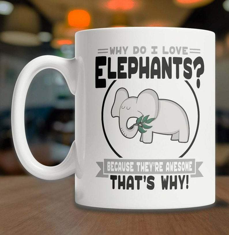 I Love Elephants Mug Accent Mug Campfire Mug Color Changing Mug Elephant Lover Gifts Double Side Printed Ceramic Coffee Mug Tea Cups Latte