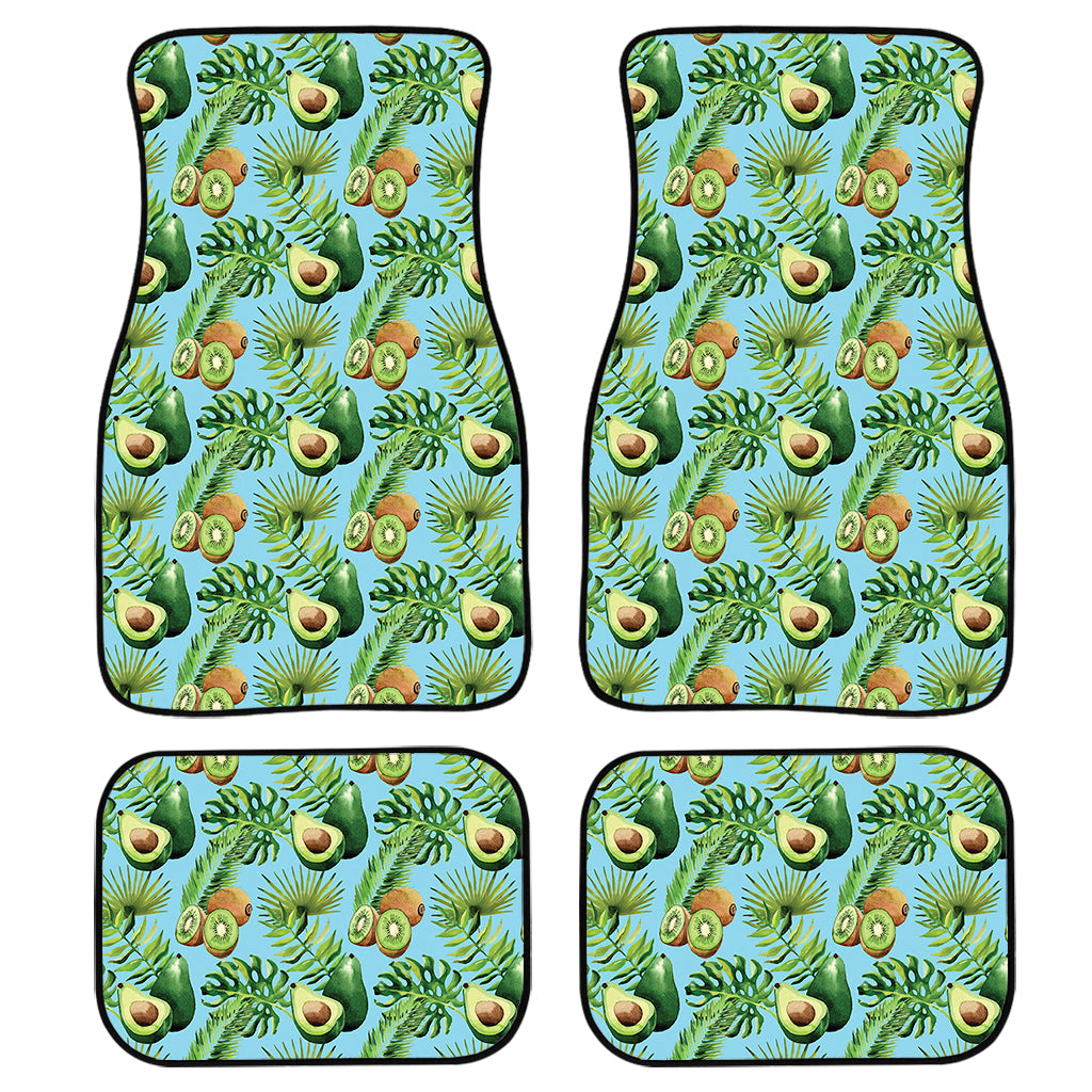 Watercolor Kiwi And Avocado Print Front And Back Car Floor Mats, Front Car Mat