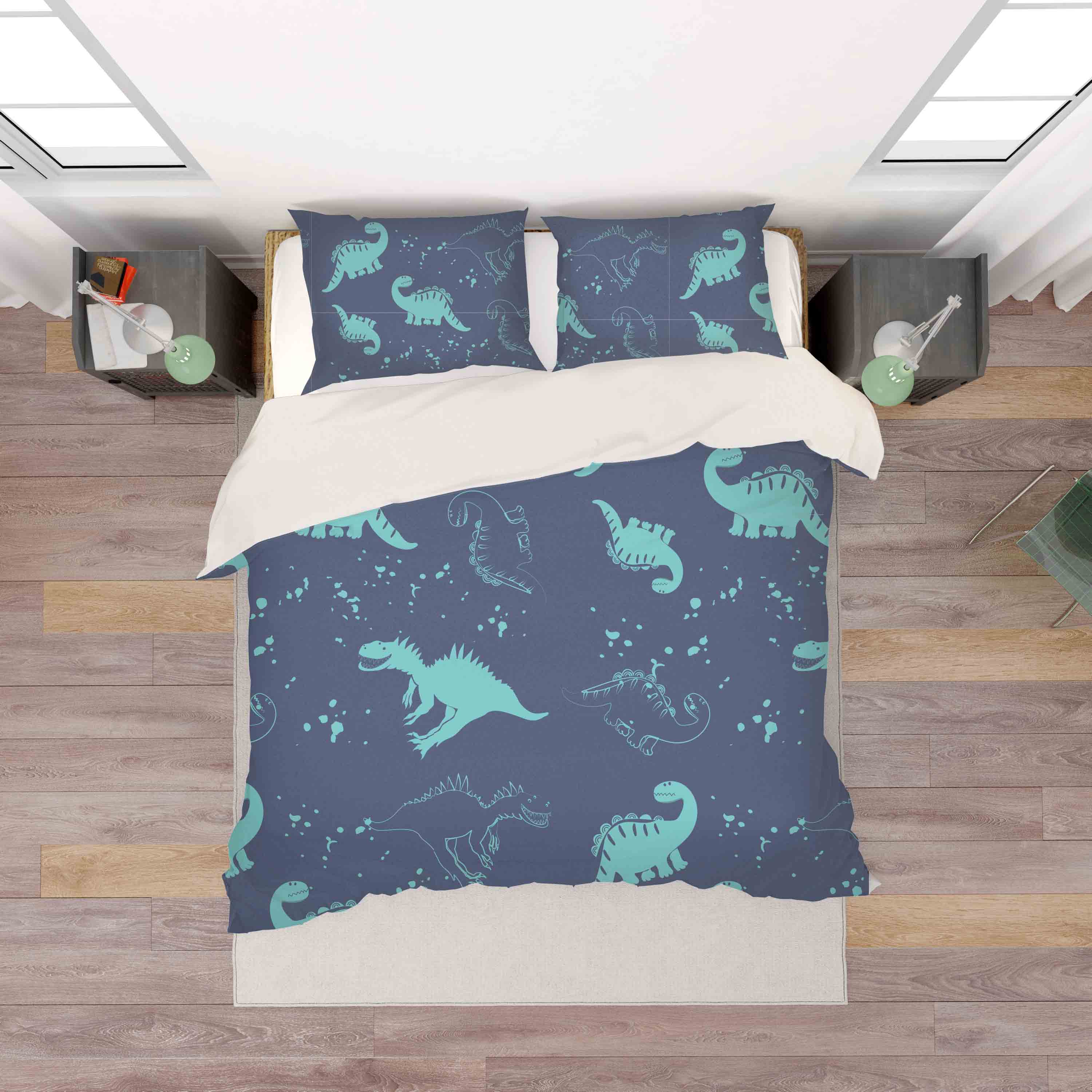 3D Green Cartoon Dinosaurs Quilt Cover Set Bedding Set Pillowcases  62