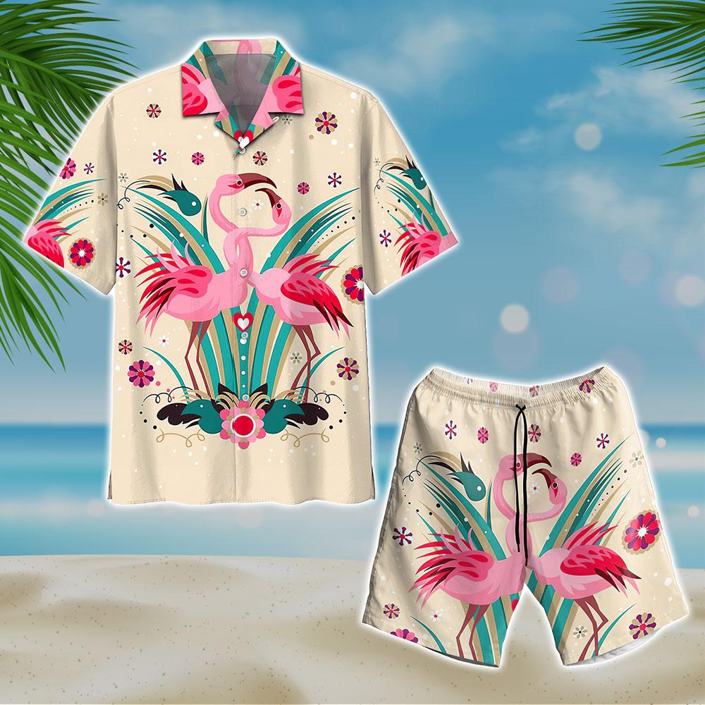 Famille Flamingo Couple Pattern Hawaii Short Ha21613