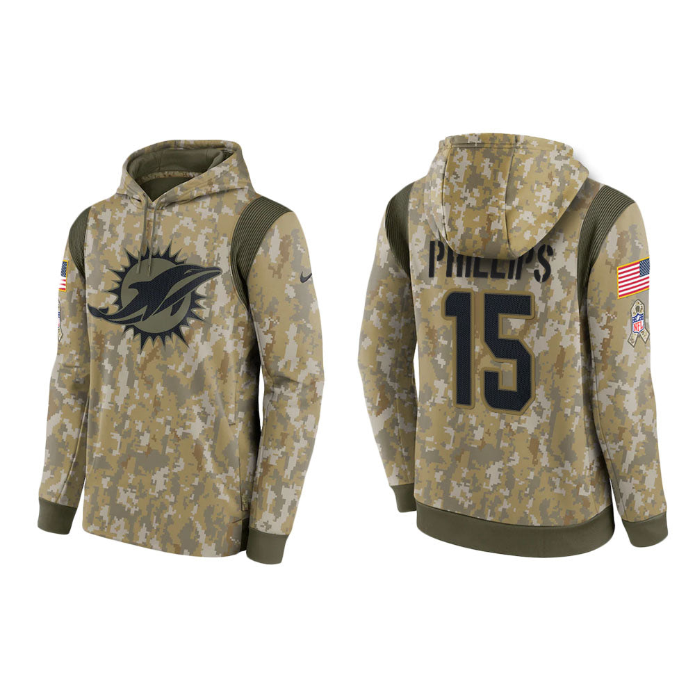 Jaelan Phillips Miami Dolphins Camo 2021 Salute To Service Veterans Day Therma Pullover Hoodie