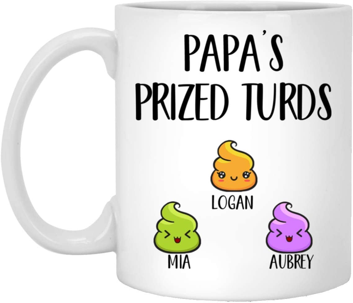 Personalized Papa’S Favorite Turd Mug Funny Father’S Day Customized Mug Grandpa Funny Poop Gift Turd Gift For Papa’S Birthday Favorite Grandkid Mug – Gift For Funny Dad – 11Oz Coffee Mug 15Oz