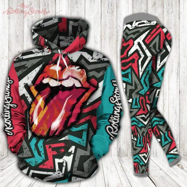 The Rolling Stones Rock Band Hoodie Leggings Clothing Clothes Outfit For Women Ht