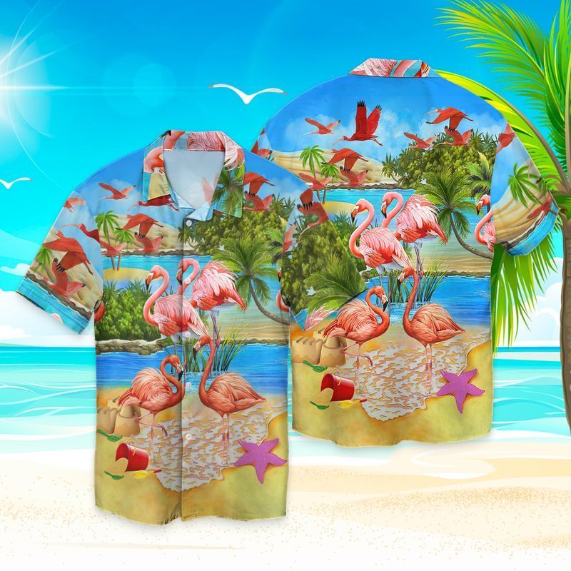 Beautiful Flamingo For Men And Women Graphic Print Short Sleeve Hawaii Casual Shirt Ha27161