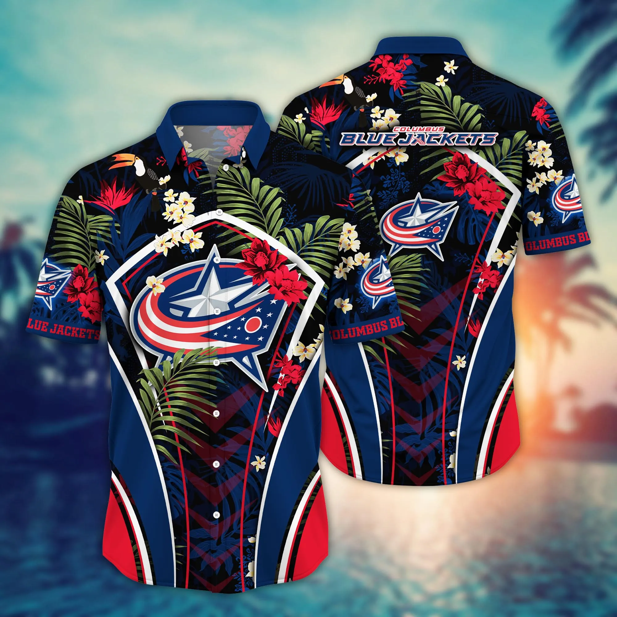 Columbus Blue Jackets Nhl Hawaiian Shirt Sunshine Cup Tie Shirts