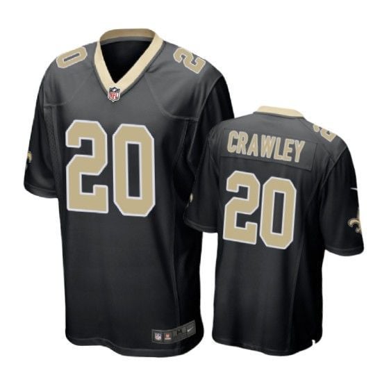 New Orleans Saints Ken Crawley Game Black Mens Jersey