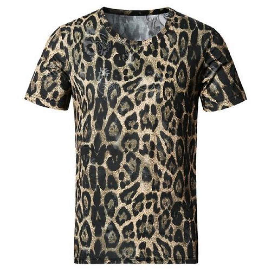 Men Leopard T Shirts Fashion Summer Style Breathable Men T-Shirt 3D Short Sleeve Hip Hop Tee Shirt Home