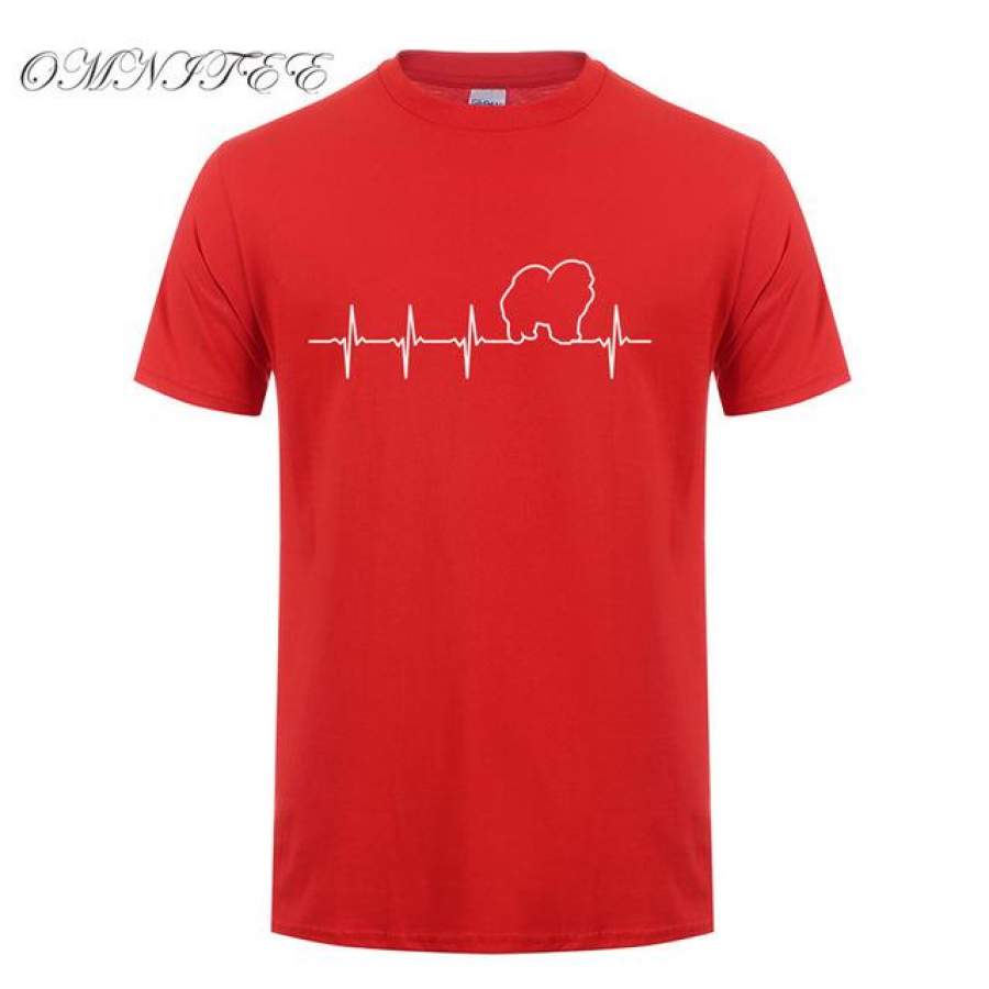 Summer Heartbeat of Dog T shirt Men Short Sleeve O Neck Love Dog T Shirt Tops Cotton Men Clothing