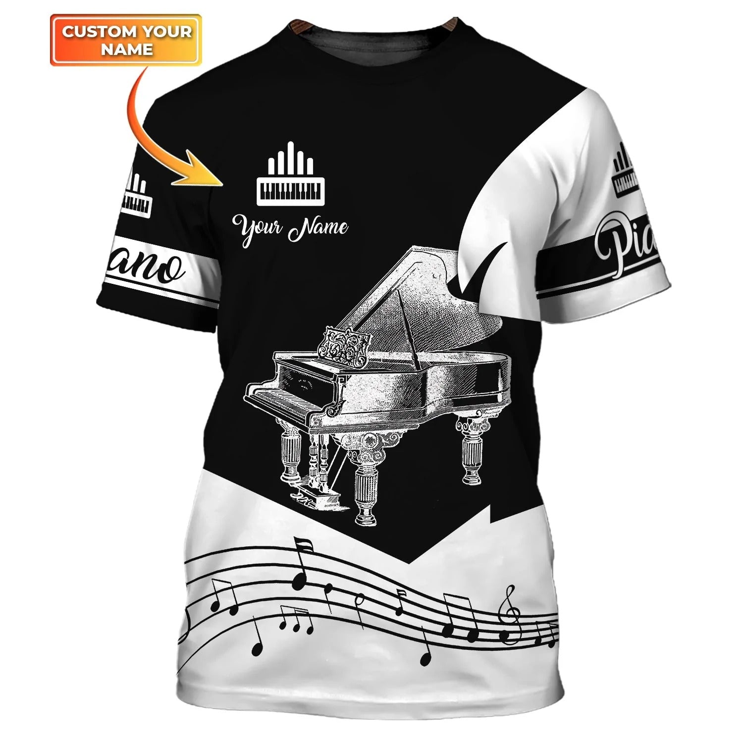 Custom Piano Shirt For Him Her, 3D Printed Pianist Shirts, Piano Lover Club Uniform, Piano Class Uniform