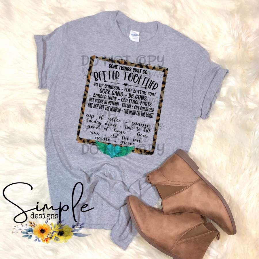 Some Things Just Go Better Together Leopard Frame T-shirt, Country Music Graphic Tees, Custom Raglans